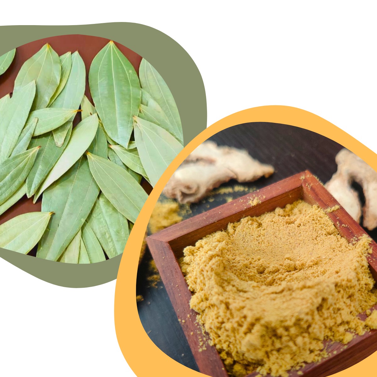 Ginger Powder 100gms and Bay Leaves Handpicked & Stem cut (20 grams)